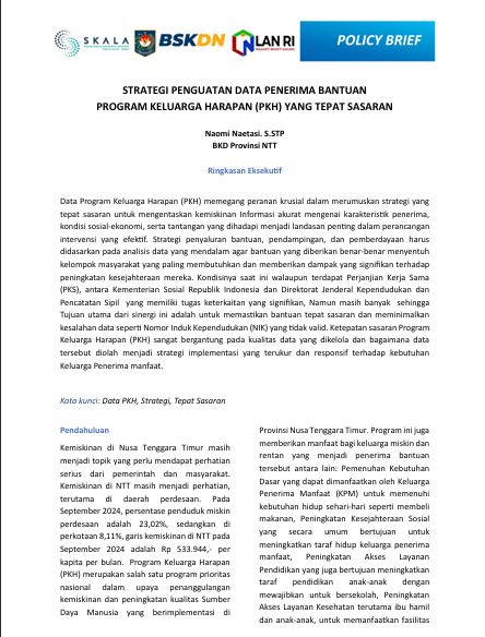 STRATEGI PENGUATAN DATA PENERIMA BANTUAN   PROGRAM KELUARGA HARAPAN (PKH) YANG TEPAT SASARAN